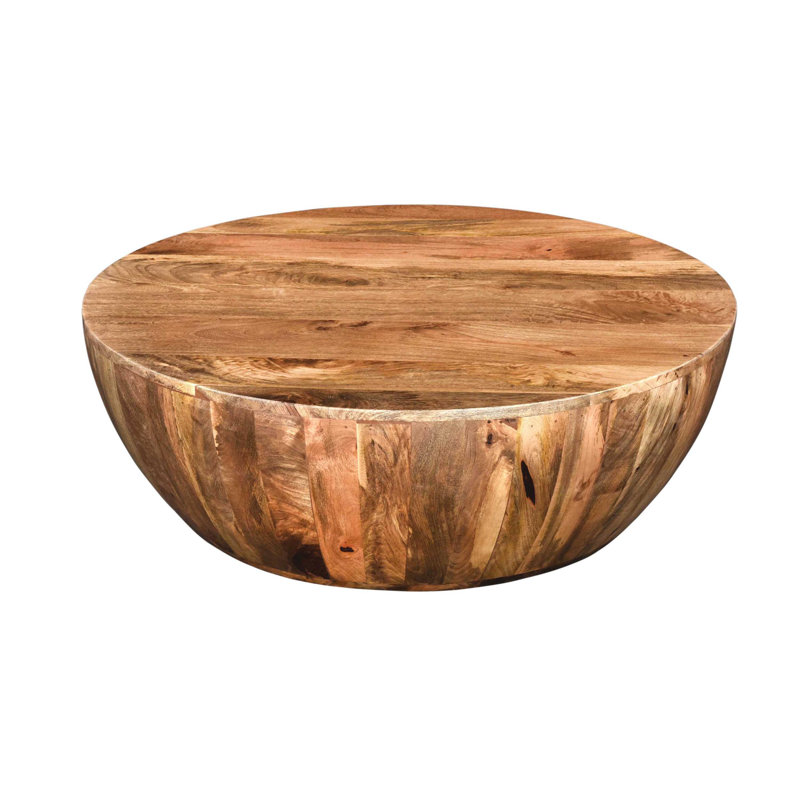 Beliveau solid wood store drum coffee table